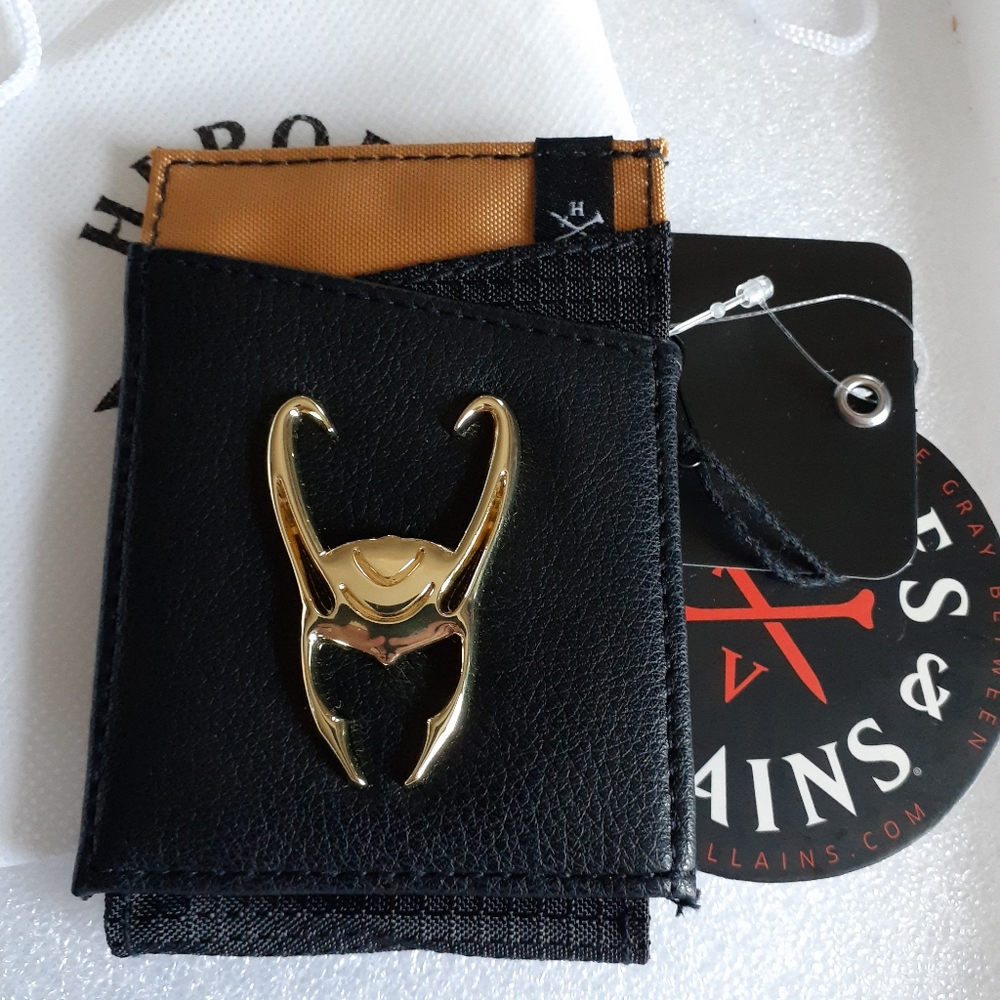 Marvel Heroes & Villains Loki Faux Leather ID/Credit Card Holder New w T…